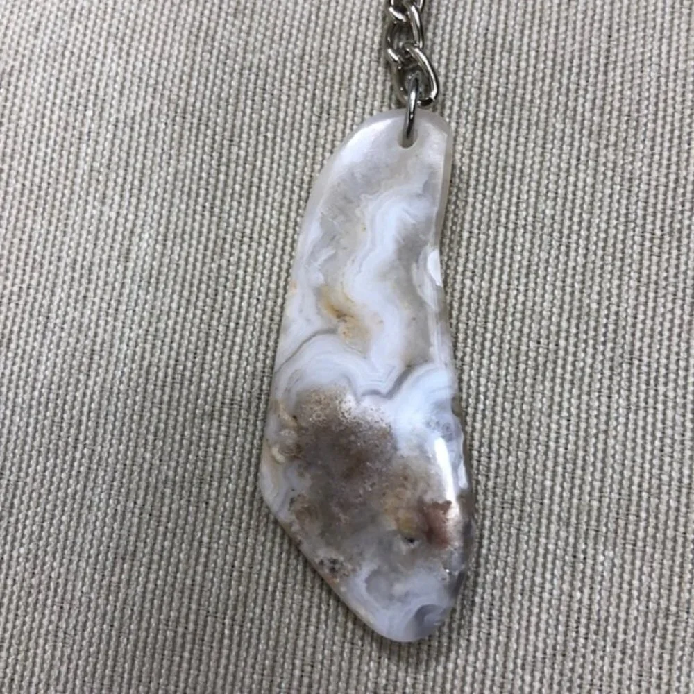 Rough Cut Chalcedony Rock Keychain